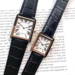 Top-Marken-Tankuhren für Männer und Frauen, quadratisches Gehäuse, Lederarmband, Quarzwerk, automatisches Datum, Modemarke, Damen-Kleideruhr, Designer-Uhr, Großhandel