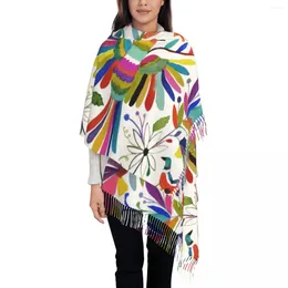 Scarves Mexican Otomi Bird Tassel Scarf Women Soft Animal Embroidery Shawl Wrap Ladies Winter Fall