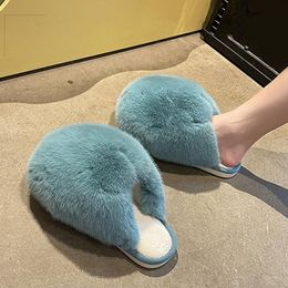 Slippers Fluffy Home Candy Colours Women's Winter Shoes Lovely Soft Indoor Ladies Slipper Comfortable Furry Girl SlidesSlippers