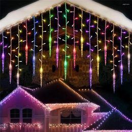 Strings Christmas Lighting LED Icicle Fairy Curtain Light 3-20M Waterfall House Year Halloween Garden Terrace Decoration