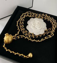 Runway Vintage Belt Necklace Sheepskin Famous Brand Ball Necklace Waistband Decorative Marked Logo Gold Link Chain Waist Chain Bel8408618