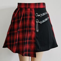 Skirt s Harajuku Punk Irregular Mini Pleated Skater Skirt Asymmetric Cutout High Waist Hip Hop Clubwear gothic harajuku skirt 230403