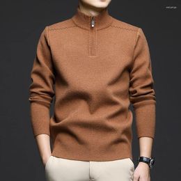 Men's Sweaters Autumn/Winter Half High Neck Zipper Fashion Business Casual Loose Tops Men Clothing