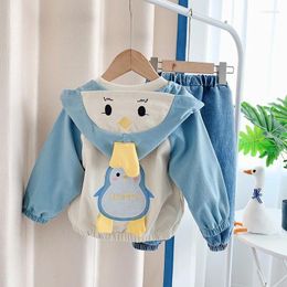 Clothing Sets Spring Children Set Baby Boys Girls Casual Coat Striped T-Shirts Pants 3Pcs Toddler Cartoon Cotton Kids Clothes Suits