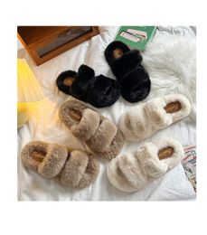 Thick bottom women's double with foreign trade new flat flat word warm month slippers autumn and winter woolly slippers female wholesale