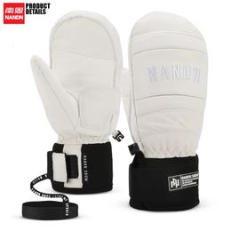 Ski Gloves NANDN Ski Gloves Leather Winter Warm Wind Proof Snowboard 231102