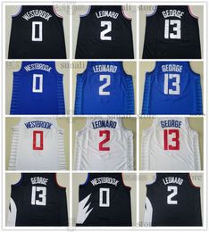 100% Stitched Men Kawhi Basketball 2 Leonard Jerseys Russell 0 Westbrook Paul 13 George 2023 City Black Blue White All Embroidery