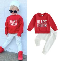 Jackets FOCUSNORM 0 3Y Infant Baby Boys Valentines Day Clothes Sets 2pcs Long Sleeve Letter Print Pullover Solid Pants 231110