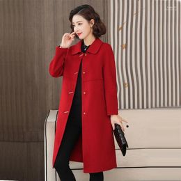 Women's Wool & Blends Women 2023 Autumn Winter Warm Long Coat Female Double-Faced Cashmere Coats Ladies Loose Elegant Casual Outerwear A304