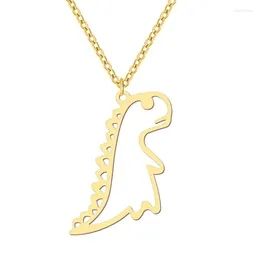 Pendant Necklaces Trend Hollow Out Stainless Steel Dinosaur Charm Women's Necklace Fashion Hip Hop Punk Jewellery Accessories Rock Party
