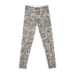 Active Pants Silver Glitter Leggings For Gym Yoga