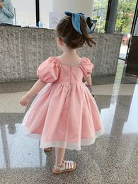 Girl Dresses Kids Summer Clothes 2023 Girls Princess Dress Puff Sleeve Mesh Lovely Toddler Party Birthday Costume