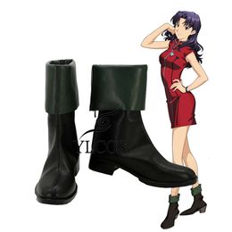 Catsuit Costumes Anime EVA Katsuragi Misato Cosplay Shoes Halloween Party Leather Boots Custom Made