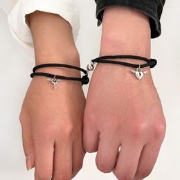 Charm Bracelets Aprilwel 2 Pcs Couple Bracelet For Women Heart Key Lock Link Wrist Chain Friend Armband Aesthetic Jewellery Gift Egirl