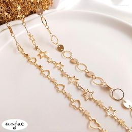 Chains Color Preserving 14K Gold Wrapped Handmade Chain Pentagon Star Love Shaped Circle Loose DIY Foot Bracelet Material