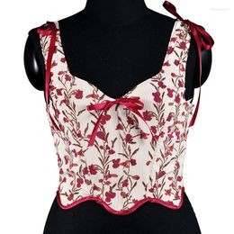 Women's Shapers Girls V Neck Cute Flower Tops Women Sexy Corset Top Vest