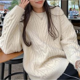 Women's Sweaters Women Fried Dough Twists Sweater Pullover Autumn Winter Versatile Round Collar Knitted Female Bottoming Shirt