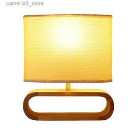 Desk Lamps Nordic wood base table lamp cloth lampshade table lights for living room bedroom bedside desk lamp reading lights fixture E27 Q231104