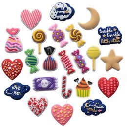 Fast delivery shoe charms Buckle Accessories Colourful Cat Coffee Cup Shoes Buttons Decoration For Clog Charms Kids Gift