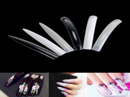 100 PCS Super Extra Long False Nail Art Tips Acrylic Gel Salon Stage Tips Clear Natural Colour 10 Size6021822