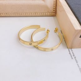 Stud Popular Design Stud Earrings Lovers Love Diamond Earrings Fashion Circle Ear Jewelry Premium Gift 18k Gold Plated Brand Gift Earrings