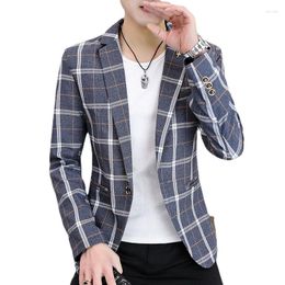 Men's Suits Boutique Men's Fashion Comfortable Casual Gentleman Breathable Plaid Business British Style Dress Wedding Personality Small