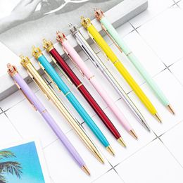 Pieces Lytwtw's Beautiful Crystal Shiny Metal Crown Ballpoint Pen Interesting Ball School Stationery Office Supplies