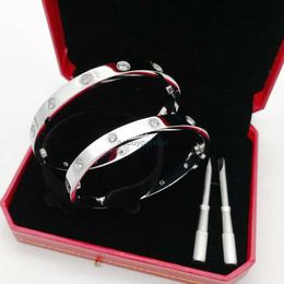 Bangle 5.0th Love Bracelet for Woman Man 4cz Titanium Steel Screw Screwdriver s Gold Silver Rose Nail Jewellery with RedB6UW