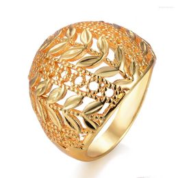 Cluster Rings Wando Ethnic Hollow Olive Branch Ethiopian Wedding 24k Gold Colour Ring For Women African/India/Kenya/Middle East Item