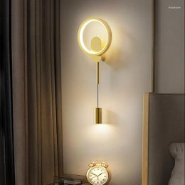 Wall Lamp Nordic Bedside Hanging Creative Gold Black Aluminium LED Light Bedroom Living Room Corridor Interior Lights