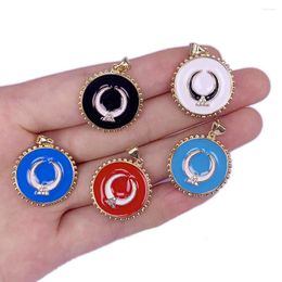 Pendant Necklaces Charms Classic Colorful Crescent Moon Drop Oil Gold Plated Round Necklace Bracelet Accessories For DIY Women Jewelry