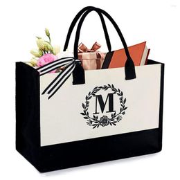 Storage Bags Women Tote Bag Letter Printed Elegant Ribbon Shopping Travel Handbag Shoulder Mother's Day Gift