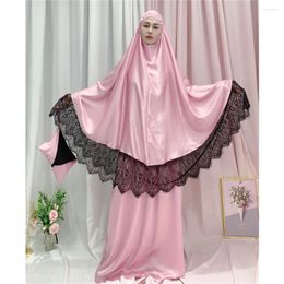 Ethnic Clothing Jilbab For Women 2 Piece Set Muslim Prayer Garment Abaya Long Khimar Hijab Dress Ramadan Gown Abayas Dubai Islam Niqab