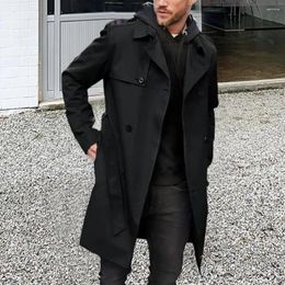 Men's Trench Coats Male Slim Fit Long Coat Men Double-breasted Windbreaker Stylish Lapel For Autumn/winter