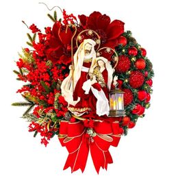 Decorative Flowers & Wreaths Jesus Garland Christmas Ornaments Wreath Layout Props Front Door Decoration Car Ring Flower Hanging