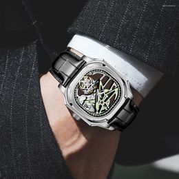 Wristwatches AESOP 7052 Diamond Real Tourbillon Mechanical Skeleton Watch Mens Sapphire Waterproof Watches For Men Luxury 2023