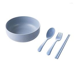 Dinnerware Sets Kapmore 1pc Tableware Set Round Soup Bowl Wheat Straw Noodle Rice With Fork Spoon And Chopsticks Accessories