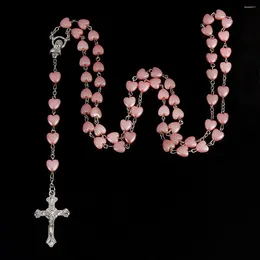 Pendant Necklaces Gothic Dark Pink Love Beads Personalized Design For Women Simple Fashion Cross Necklace Jewelry Party Gift