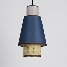 Pendant Lamps Japanese Rattan Chandelier Creative Nordic Macaroon Colour Cloth Cover Lamp Restaurant Dining Room Living Decor Lighting