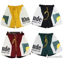 Rhude Breathable Mesh Shorts Knee Length Short Pants Sportswear Jogging Basketball Pant Men Women Plus Size Fitness Running Trackpants Loosw Trousers High Quality