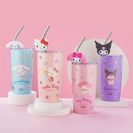 new cute cartoon character insulated water cup womens cold insulated cup childrens stainless steel straight drinking straw cup