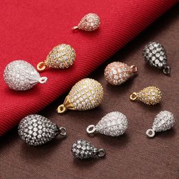 Charms ZHUKOU 6x11mm Multi-color Brass Cubic Zirconia Tears Charms Pendants for handmade Diy Necklace earrings Jewellery model VD374 231102