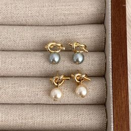 Stud Earrings Fashion Creative Design Senior Pearl Female Temperament Exquisite Unique Twisted Metal Women Party Jewellery