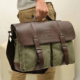 Briefcases Fashion Military Canvas Men Shoulder Bag Crossbody Messenger Male Sling Tote Handbag