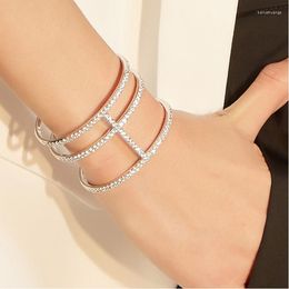 Bangle Fashion 16CM Adjustable Open Bangles&Bracelets Women Micro Cubic Zirconia Pave Pulseiras The Middle East Market B-85