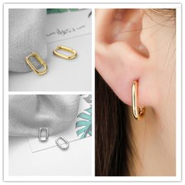 Hoop Earrings 2023 Silver Color Geometric Oval Small For Women Anti-Allergy Jewelry With S925 Stamp Gifts