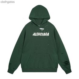 Paris Art Inner Version Balencaiiga High-quality Trendy Brand Family Hoodies Torn Holes Plush Hoodie Two-piece Unisex Hooded Sweater Fegf