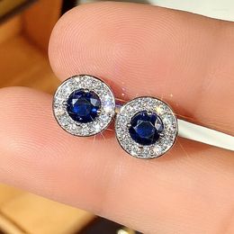 Stud Earrings CAOSHI Chic Female For Engagement Ceremony Bright Blue Zirconia Gift Dainty Women Accessories Wedding