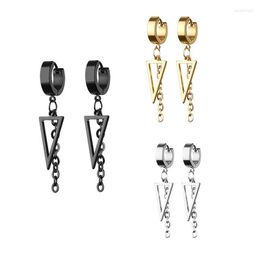Hoop Earrings 2023Trendy Triangle Long Chain For Men Unisex Jewellery Rock Stainless Steel Piercing
