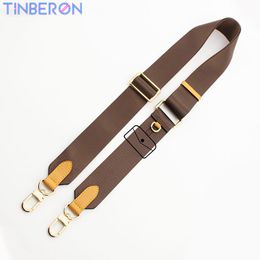 Bag Parts Accessories TINBERON Bag Strap Luxury Designer Brown Canvas Shoulder Strap Beeswax Leather Adjustable Crossbody Bag Strap Bag Accessorie 230403